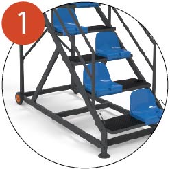 Structure with reinforcement bars and metal feet for optimal rigidity and stability