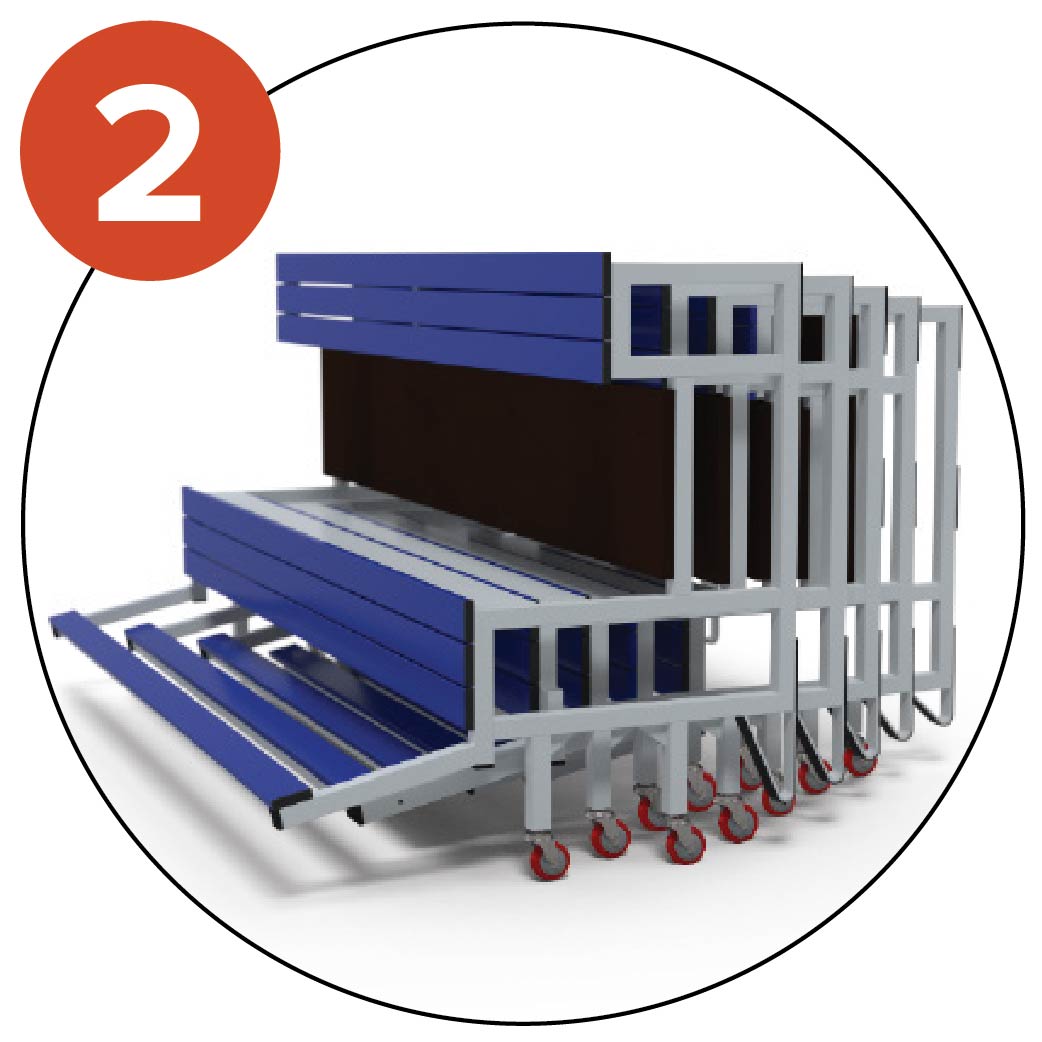 The elements can be nested in their transport position to optimise storage space