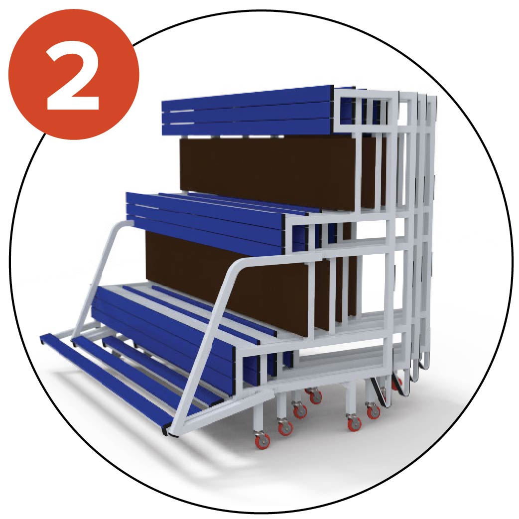The elements can be nested in their transport position to optimise storage space