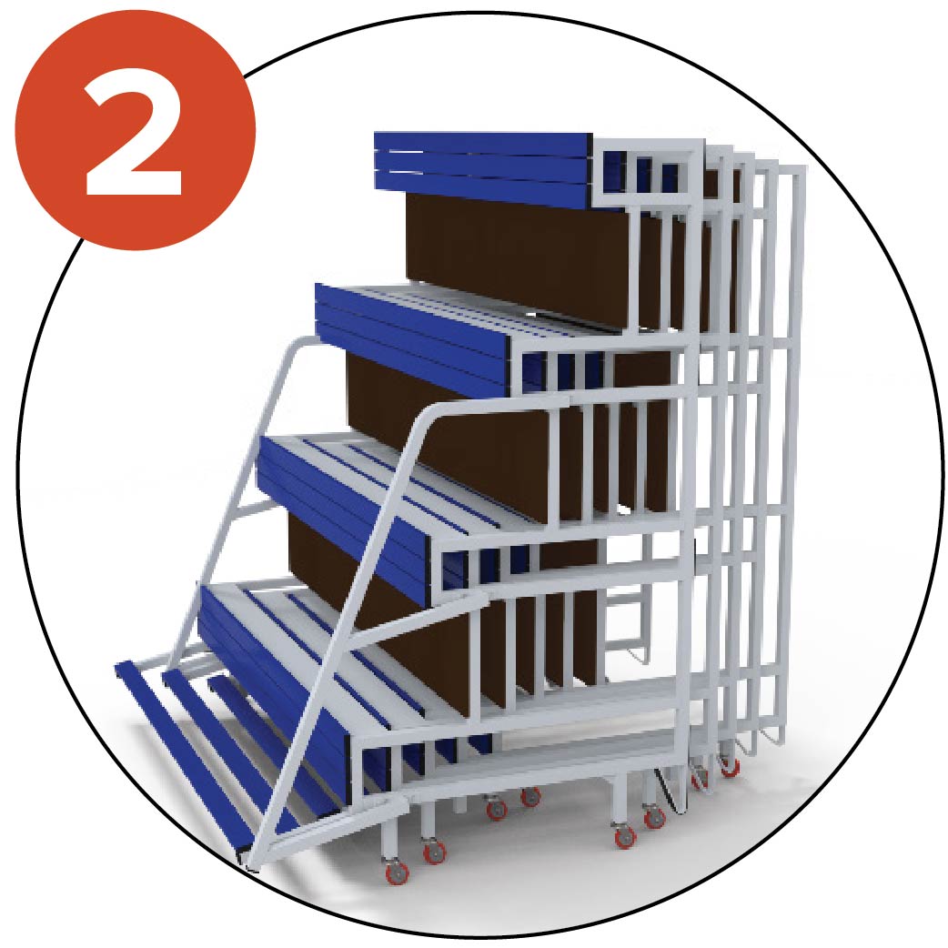 The elements can be nested in their transport position to optimise storage space
