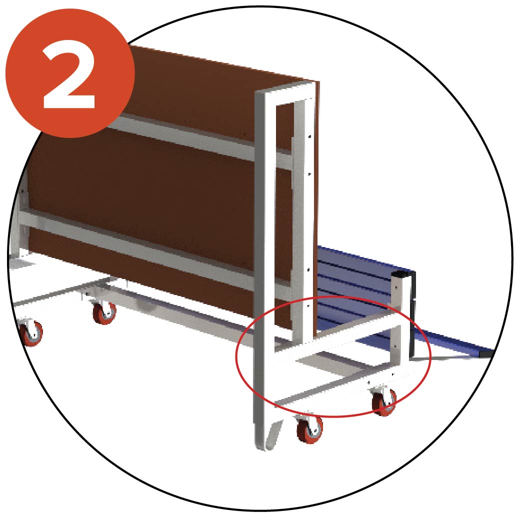 The last row is reinforced in order to withstand weight of the whole structure in storage position