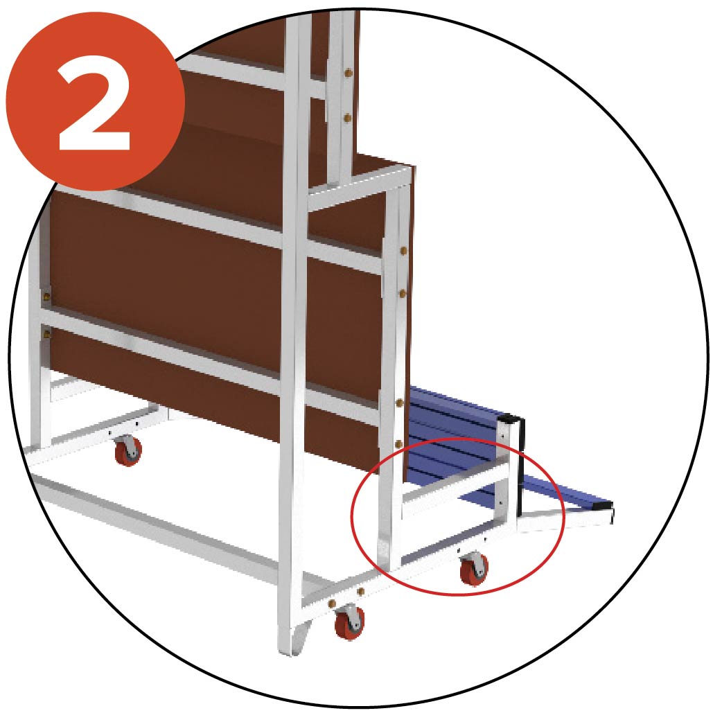 The last row is reinforced in order to withstand weight of the whole structure in storage position