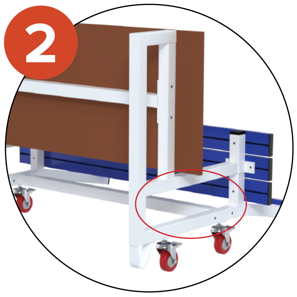 The last row is reinforced in order to withstand weight of the whole structure in storage position