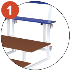 4 swivel wheels with brakes per module ease movement and storage