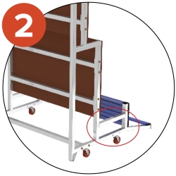 The last row is reinforced in order to withstand weight of the whole structure in storage position