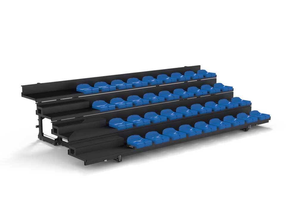 Telescopic bleachers with left stairs