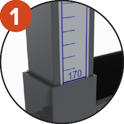 Adhesive measuring tape on the post starts from 1m height