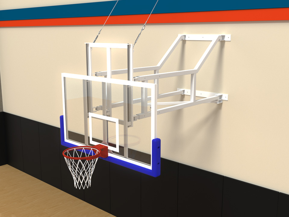 Wallmounted basketball hoop Adjustable height frame