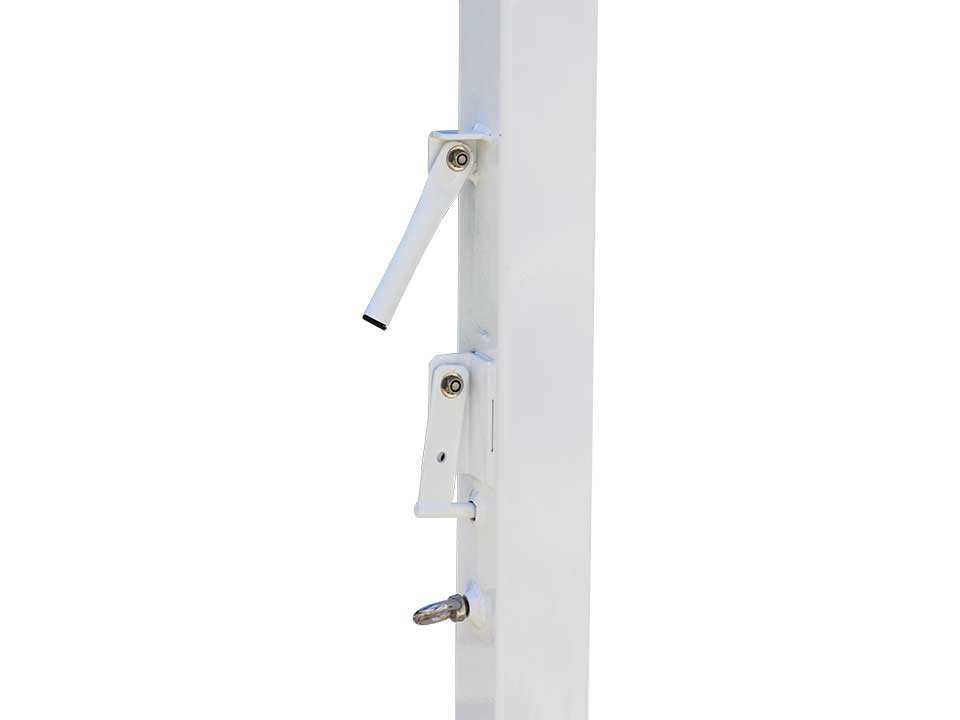 School socketed netball post, adjustable ring heights