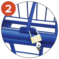 Lockable latch to allow locking with a padlock when needed (not included)